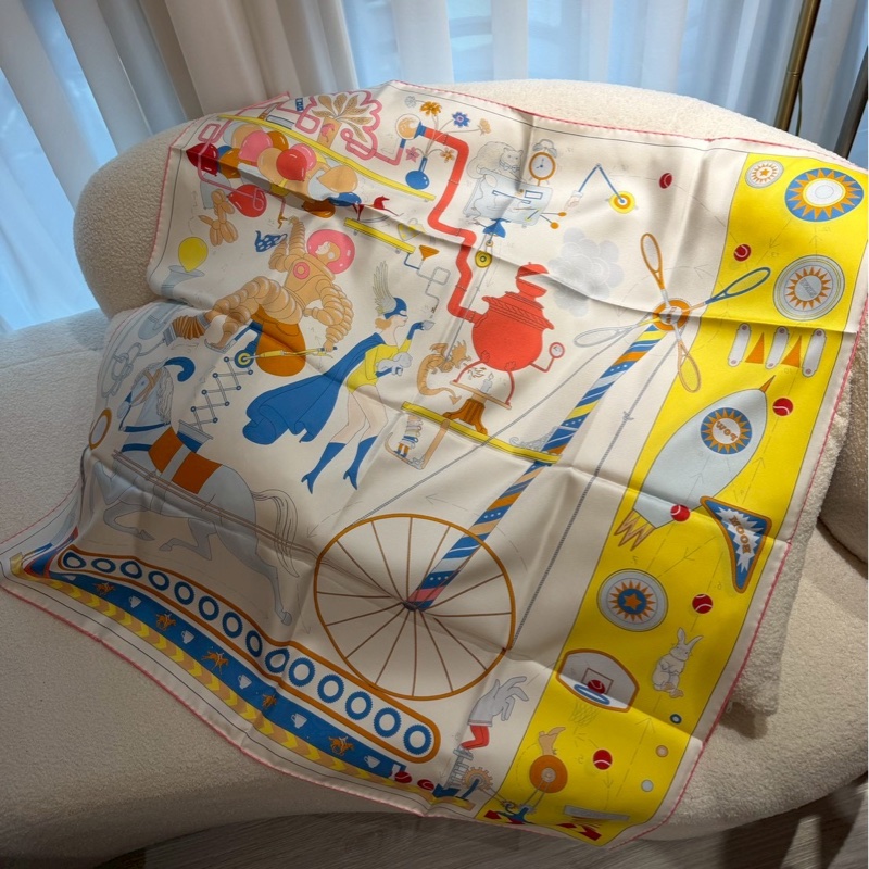 HERMES 雙人下午茶絲巾 全新品-1