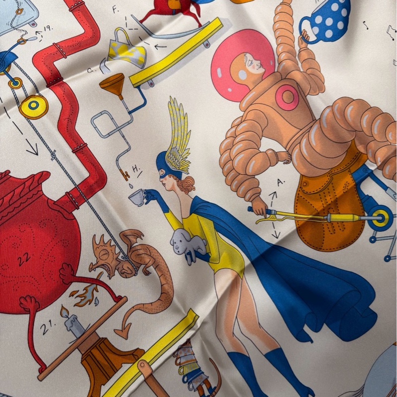 HERMES 雙人下午茶絲巾 全新品-3