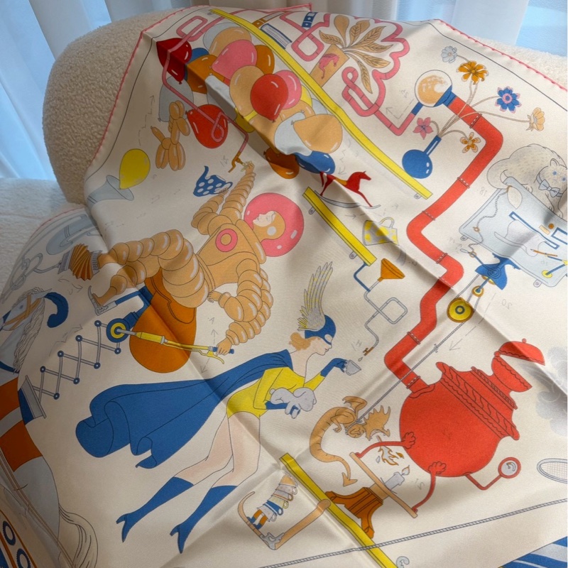 HERMES 雙人下午茶絲巾 全新品-6