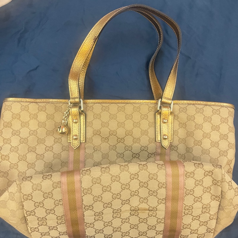 GUCCI 帆布金球托特包-2