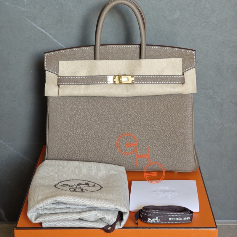 愛馬仕柏金包Birkin 25 / 大象灰金/ Togo / k ( 全新品）-0