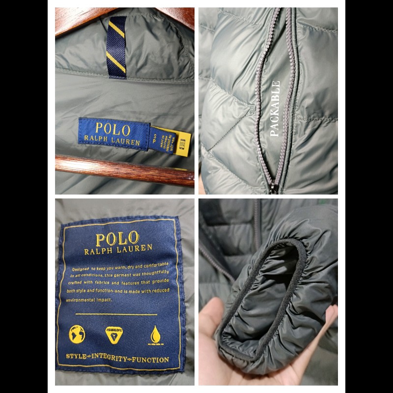 Polo Ralph Lauren RL 灰色 可收納 羽絨外套 絎縫外套 男S-6