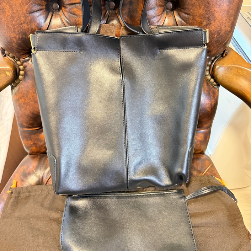 專櫃正品 TOD’S 黑色牛皮托特包 肩背包 斜背包 手提包 黑色牛皮 附小包 可調式長背帶-4