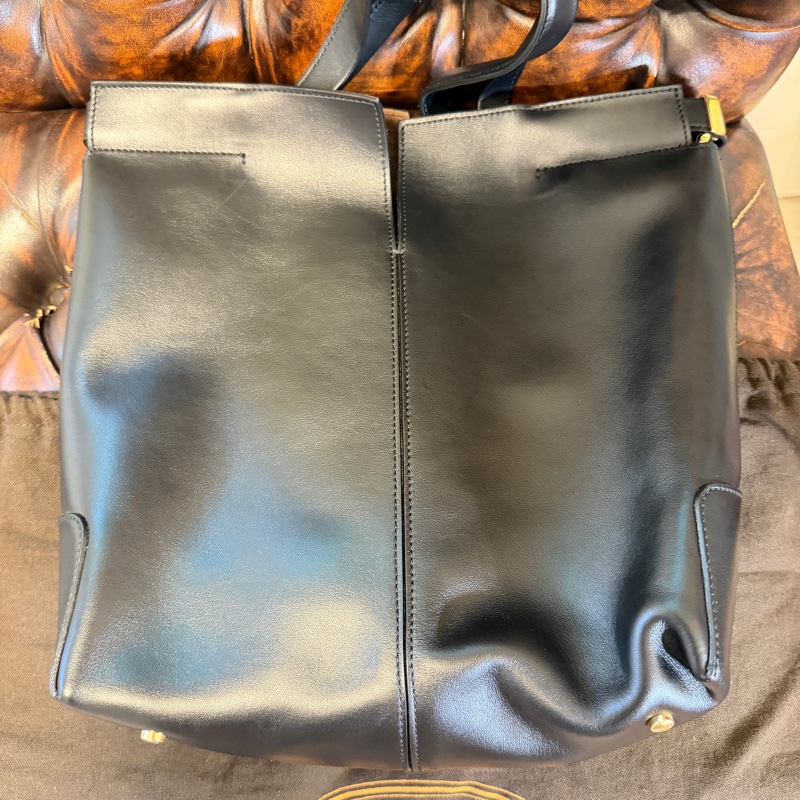 專櫃正品 TOD’S 黑色牛皮托特包 肩背包 斜背包 手提包 黑色牛皮 附小包 可調式長背帶-8