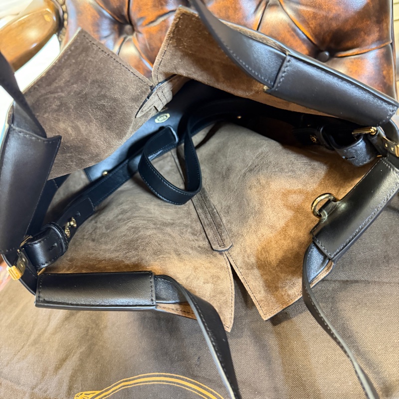 專櫃正品 TOD’S 黑色牛皮托特包 肩背包 斜背包 手提包 黑色牛皮 附小包 可調式長背帶-14