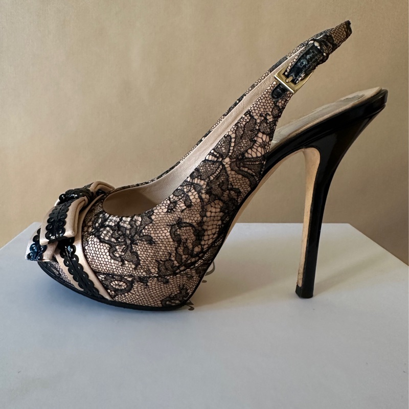 Dior蕾絲緞面高跟鞋-0