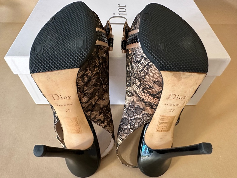 Dior蕾絲緞面高跟鞋-5
