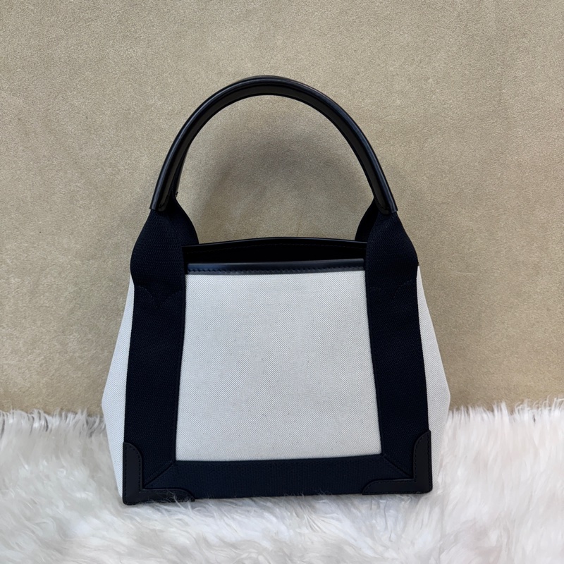 Baleciaga Navy Cabas XS 米帆布手提斜背包 近全新-1