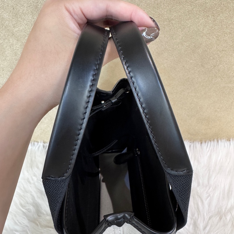 Baleciaga Navy Cabas XS 米帆布手提斜背包 近全新-13