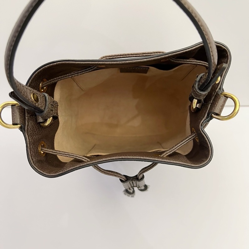 GUCCI Ophidia帆布老花紅綠織帶水桶包-12