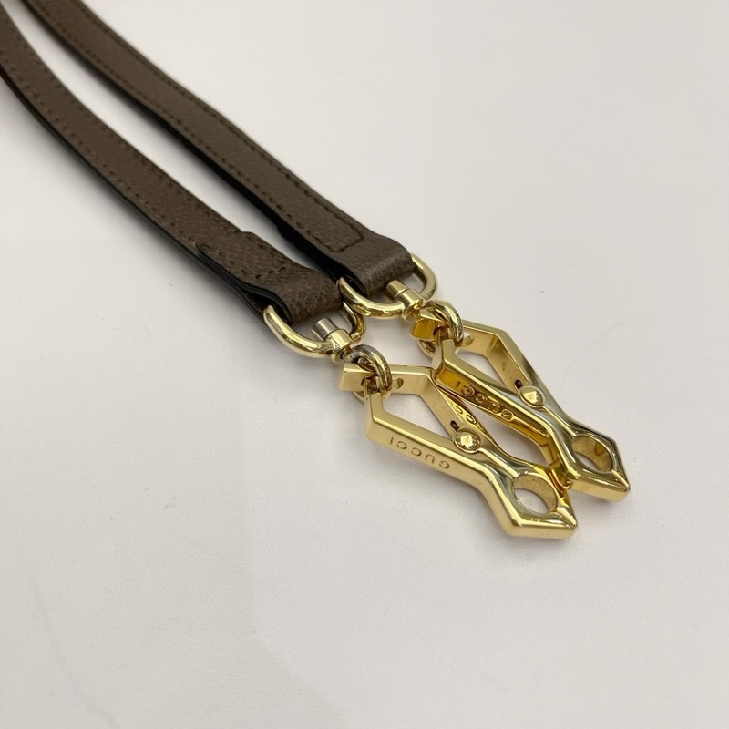 GUCCI Ophidia帆布老花紅綠織帶水桶包-16