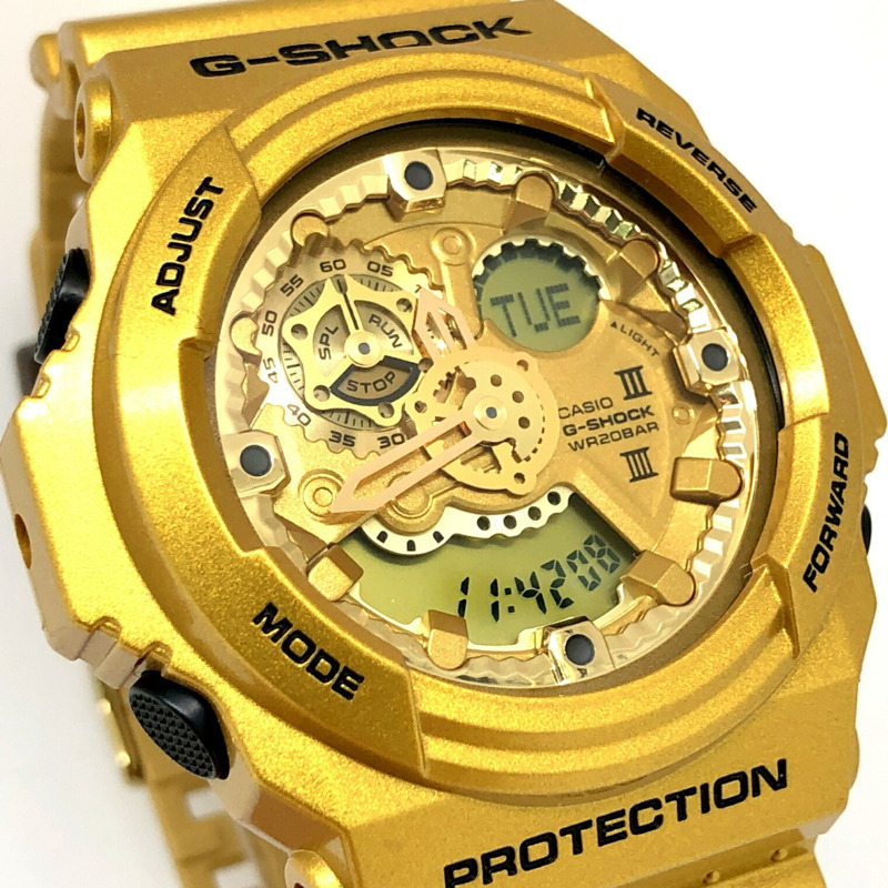 卡西歐 G-SHOCK GA-300GD-9A 瘋狂金指針/數位雙顯腕錶，大錶盤，深金色，2014 年 8 月發售，Mikunigaoka 店，ITT8LJNLTLWO-3