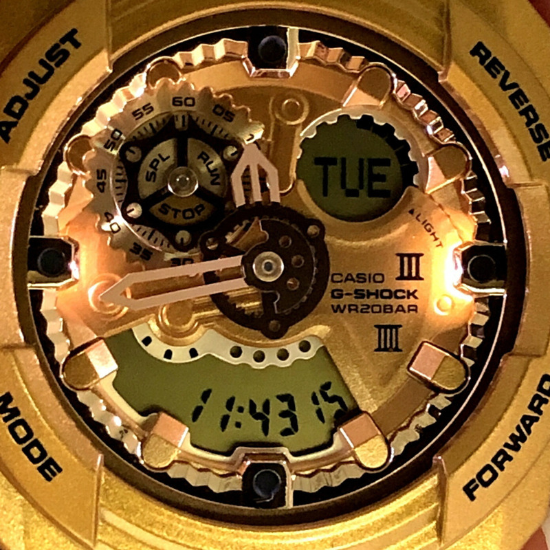 卡西歐 G-SHOCK GA-300GD-9A 瘋狂金指針/數位雙顯腕錶，大錶盤，深金色，2014 年 8 月發售，Mikunigaoka 店，ITT8LJNLTLWO-8
