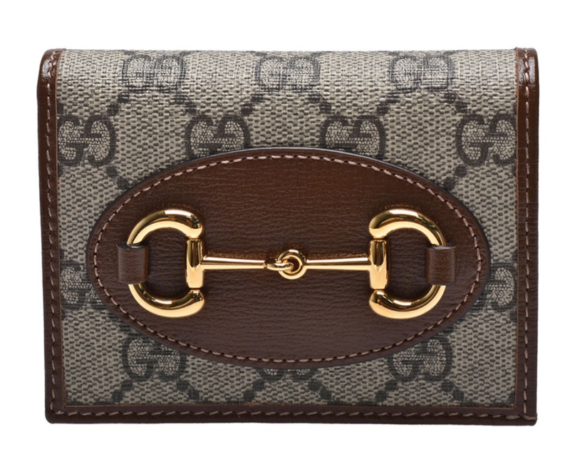 GUCCI 古馳 經典Horsebit 1955系列Supreme帆布牛皮襯裡暗釦短夾-6