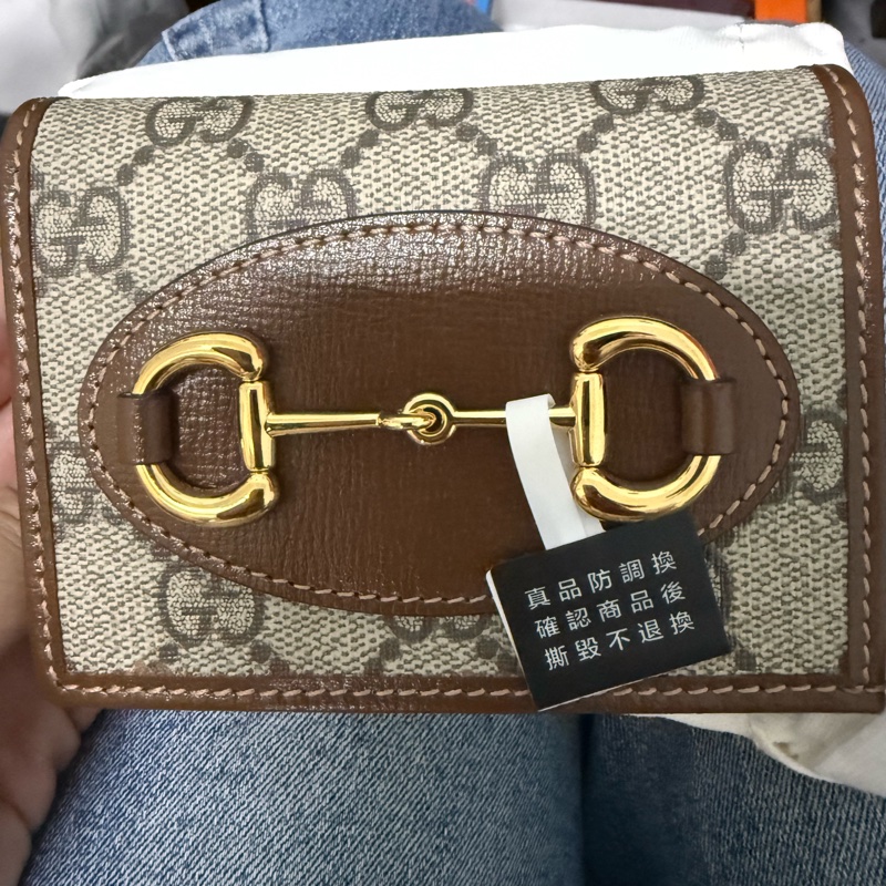 GUCCI 古馳 經典Horsebit 1955系列Supreme帆布牛皮襯裡暗釦短夾-7