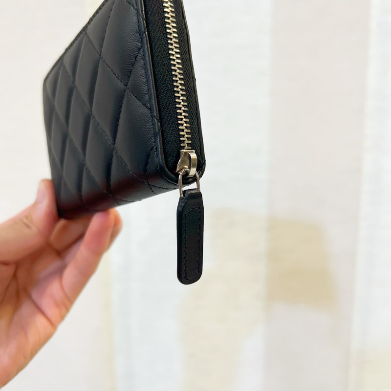 Chanel 新款拉鍊零錢卡包 黑羊皮星星水鑽 晶片款 全新離櫃未使用-6