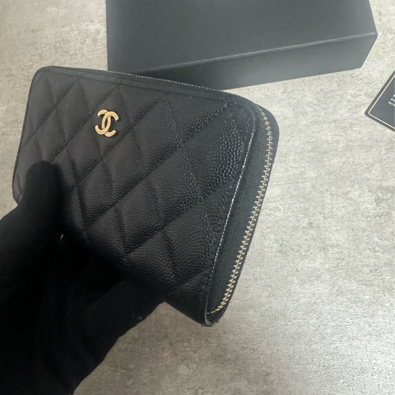 正品 Chanel 經典荔枝皮拉鍊中夾-3