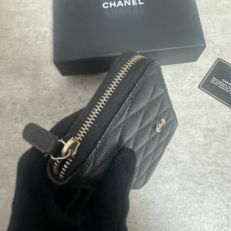 正品 Chanel 經典荔枝皮拉鍊中夾-4