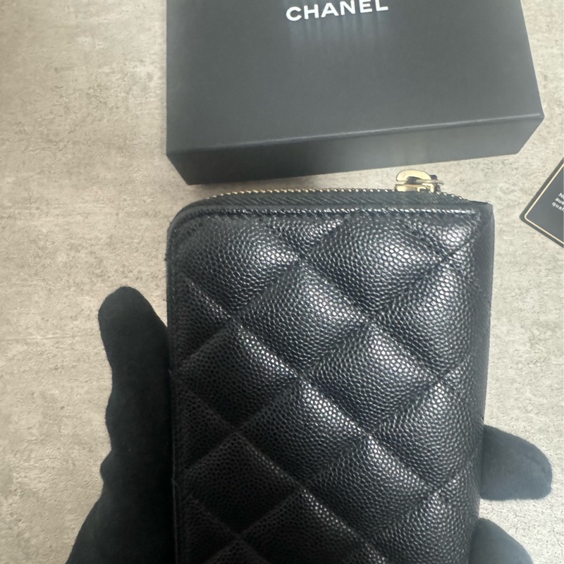 正品 Chanel 經典荔枝皮拉鍊中夾-5