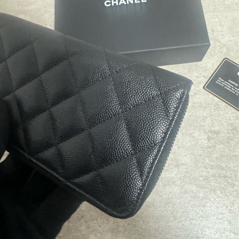 正品 Chanel 經典荔枝皮拉鍊中夾-6