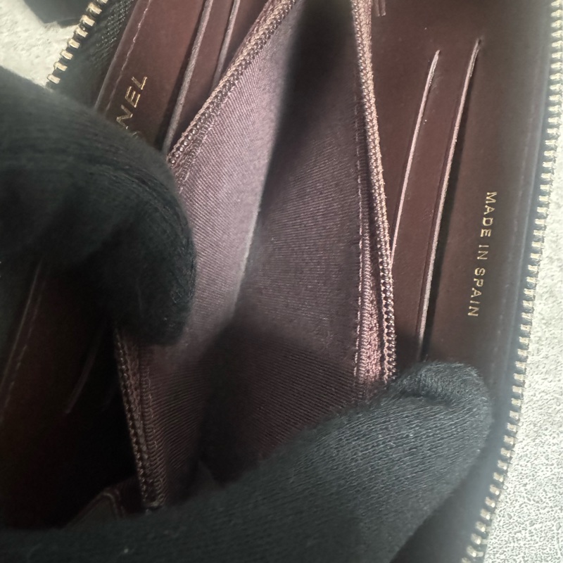 正品 Chanel 經典荔枝皮拉鍊中夾-9