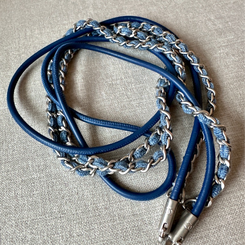 Chanel 22bag mini 牛仔丹寧 珍珠卯釘 全新 台灣購證-5