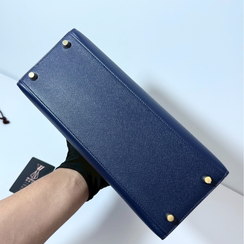 Hermes Kelly28 藍拼綠 金釦 馬蹄燙金 Epsom皮 全新-5