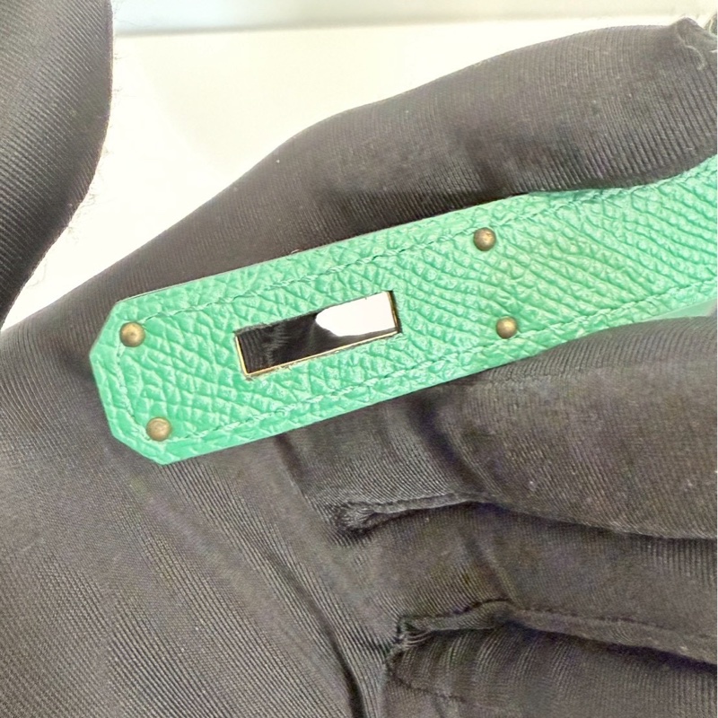 Hermes Kelly28 藍拼綠 金釦 馬蹄燙金 Epsom皮 全新-22