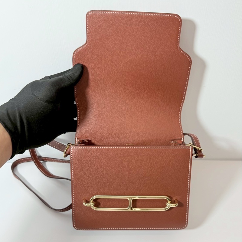 Hermes Roulis mini 楓葉棕 金釦-6