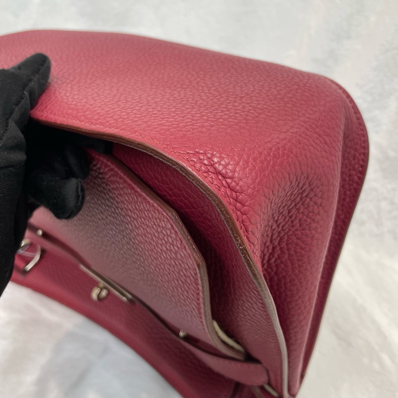 （領卷立減！）Hermes Jypsiere 28 TC皮 紅色銀扣吉卜賽 XA515-9