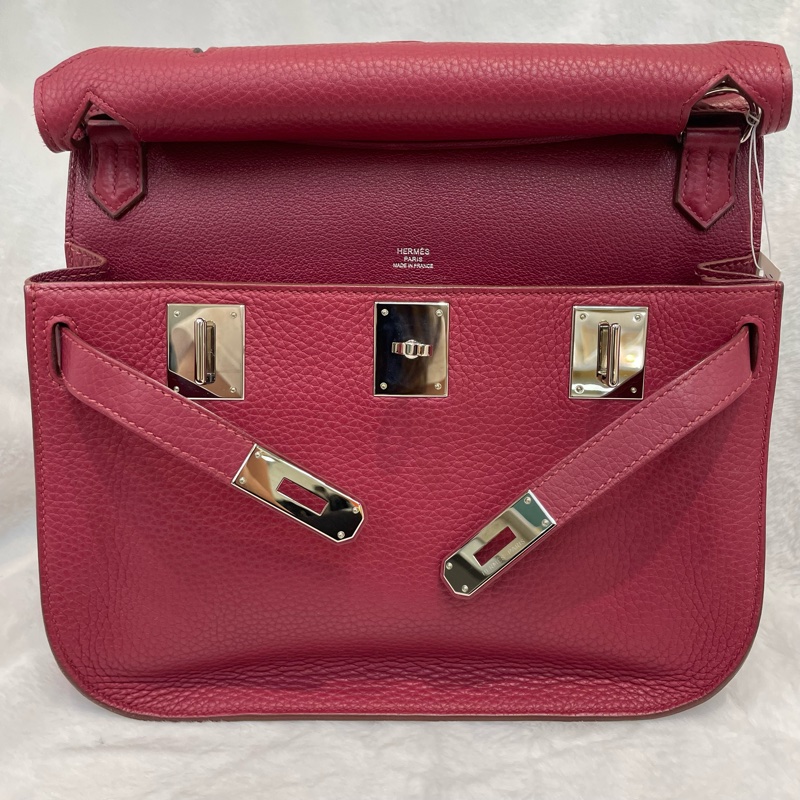 （領卷立減！）Hermes Jypsiere 28 TC皮 紅色銀扣吉卜賽 XA515-14
