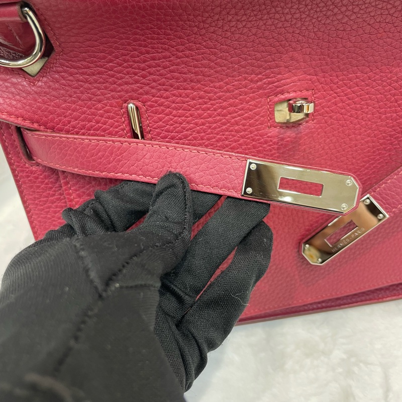 （領卷立減！）Hermes Jypsiere 28 TC皮 紅色銀扣吉卜賽 XA515-15