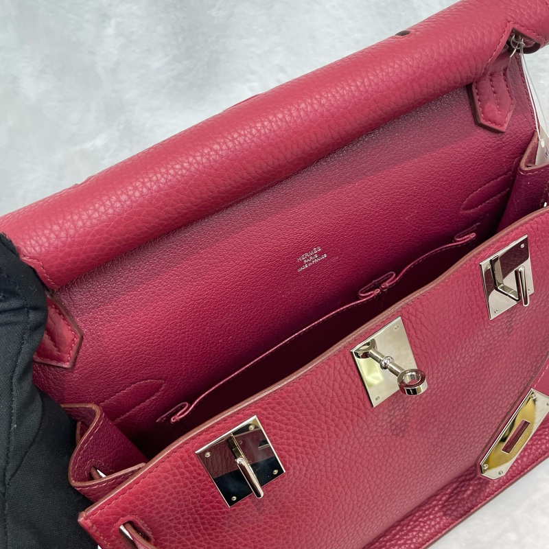 （領卷立減！）Hermes Jypsiere 28 TC皮 紅色銀扣吉卜賽 XA515-17