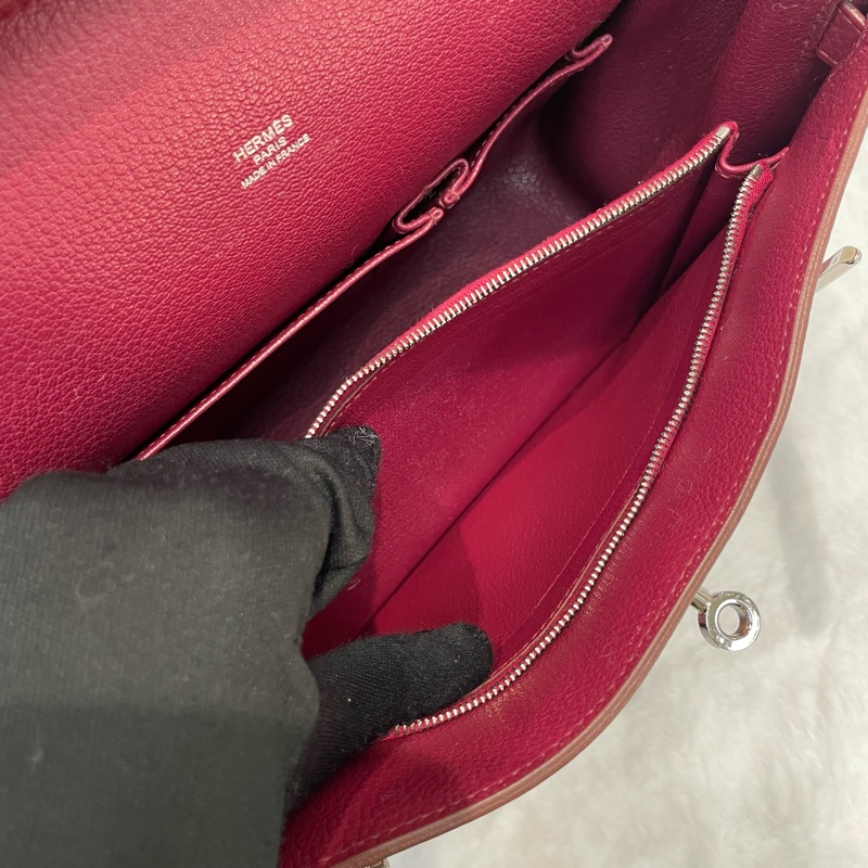 （領卷立減！）Hermes Jypsiere 28 TC皮 紅色銀扣吉卜賽 XA515-19