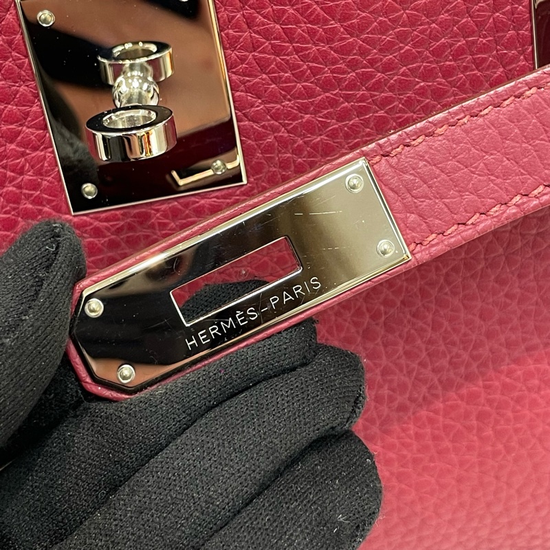 （領卷立減！）Hermes Jypsiere 28 TC皮 紅色銀扣吉卜賽 XA515-29