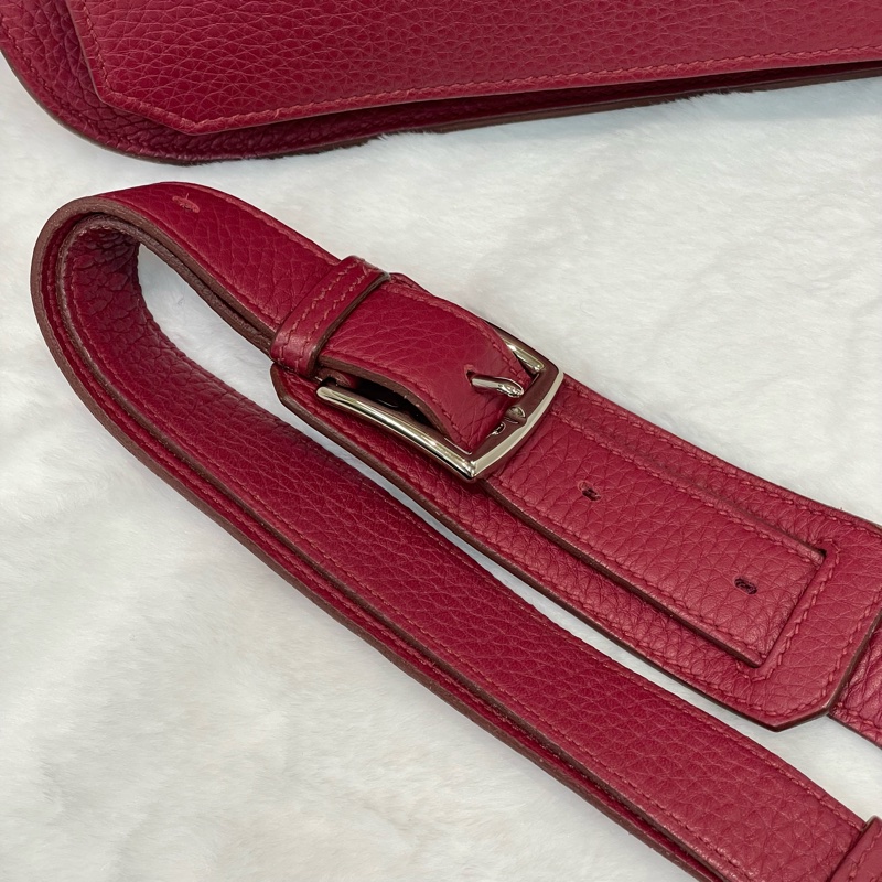 （領卷立減！）Hermes Jypsiere 28 TC皮 紅色銀扣吉卜賽 XA515-32