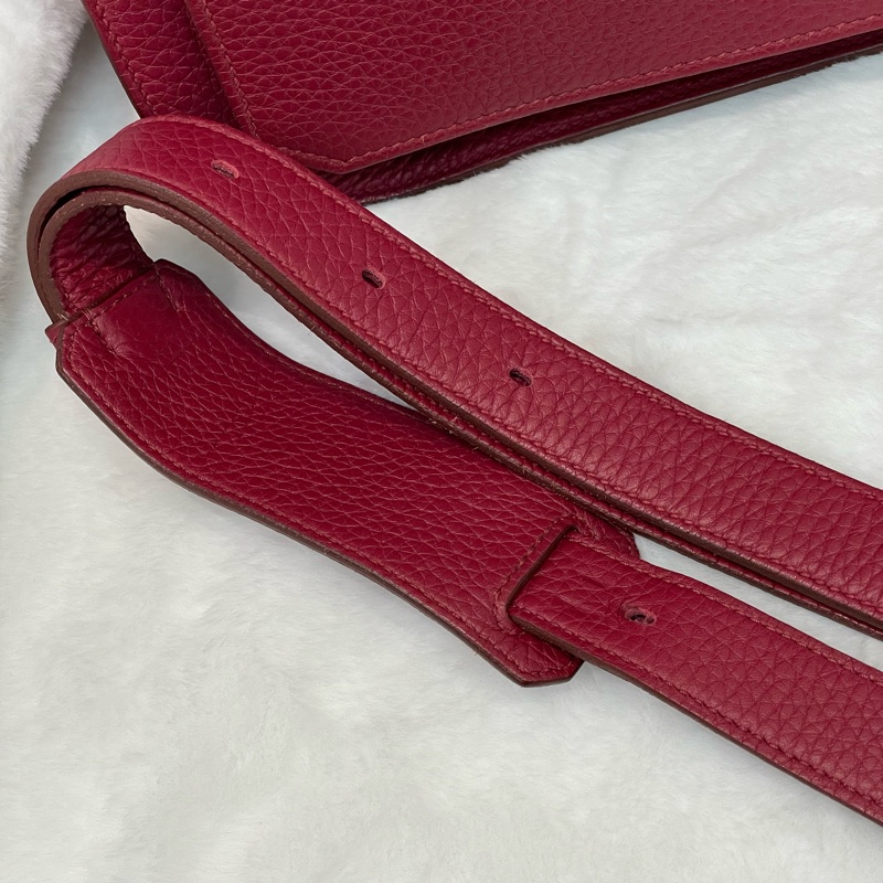 （領卷立減！）Hermes Jypsiere 28 TC皮 紅色銀扣吉卜賽 XA515-34