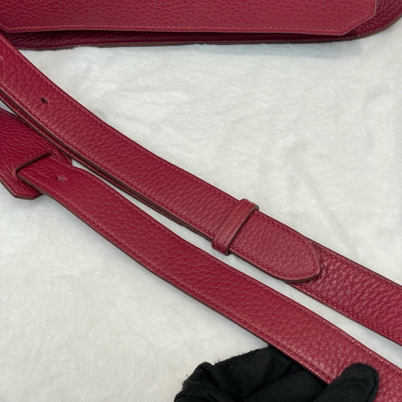 （領卷立減！）Hermes Jypsiere 28 TC皮 紅色銀扣吉卜賽 XA515-35