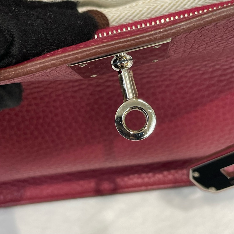 （領卷立減！）Hermes Jypsiere 28 TC皮 紅色銀扣吉卜賽 XA515-52