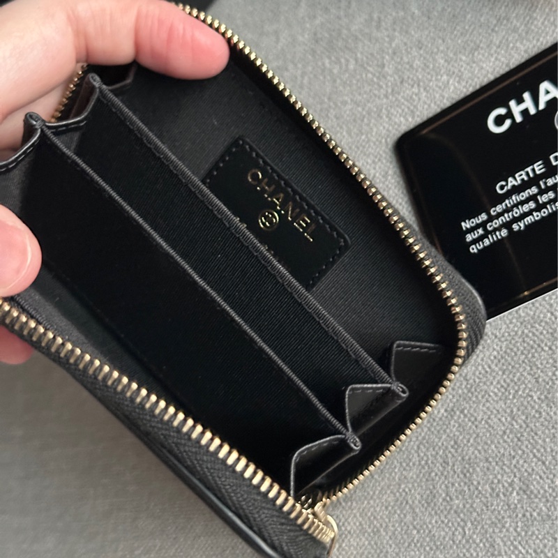 Chanel香奈兒全新絕美奶茶色限量Filigree Vanity 拚色款拉鍊錢包 零錢包-8