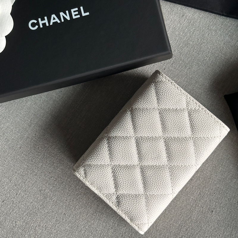 Chanel香奈兒全新經典絕美白色三折迷你短夾 錢包-20