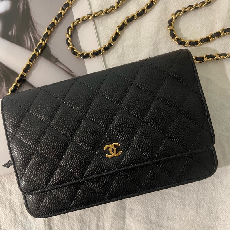 ෆ Chanel 黑金荔枝woc 發財包🖤-6