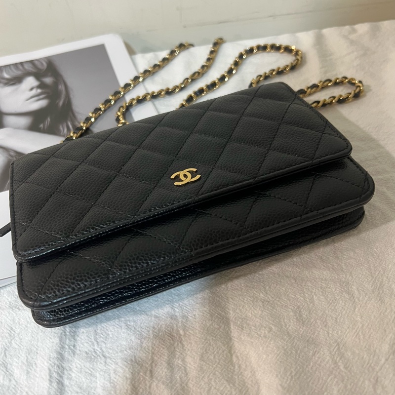 ෆ Chanel 黑金荔枝woc 發財包🖤-8