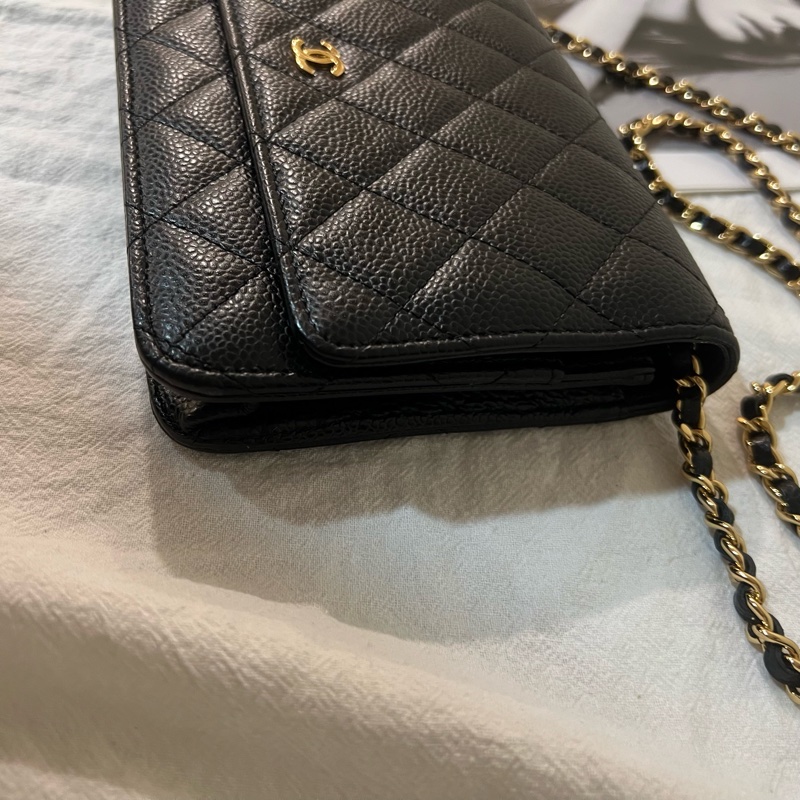 ෆ Chanel 黑金荔枝woc 發財包🖤-9