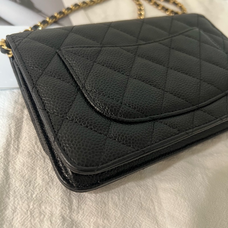 ෆ Chanel 黑金荔枝woc 發財包🖤-12