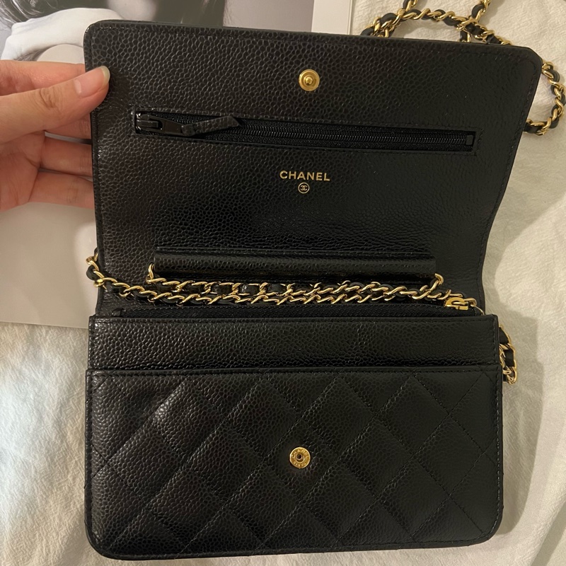 ෆ Chanel 黑金荔枝woc 發財包🖤-15