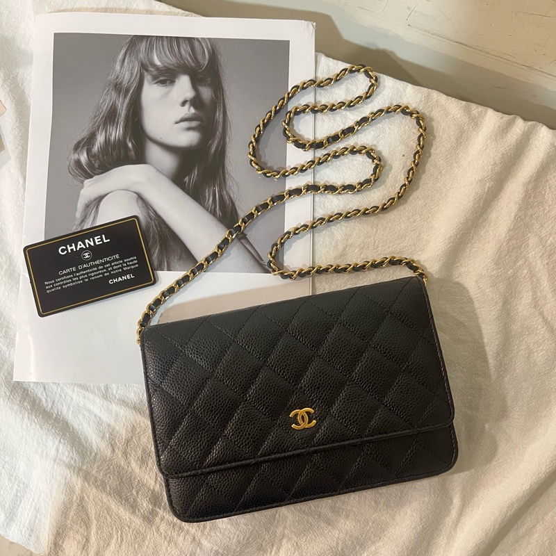 ෆ Chanel 黑金荔枝woc 發財包🖤-19