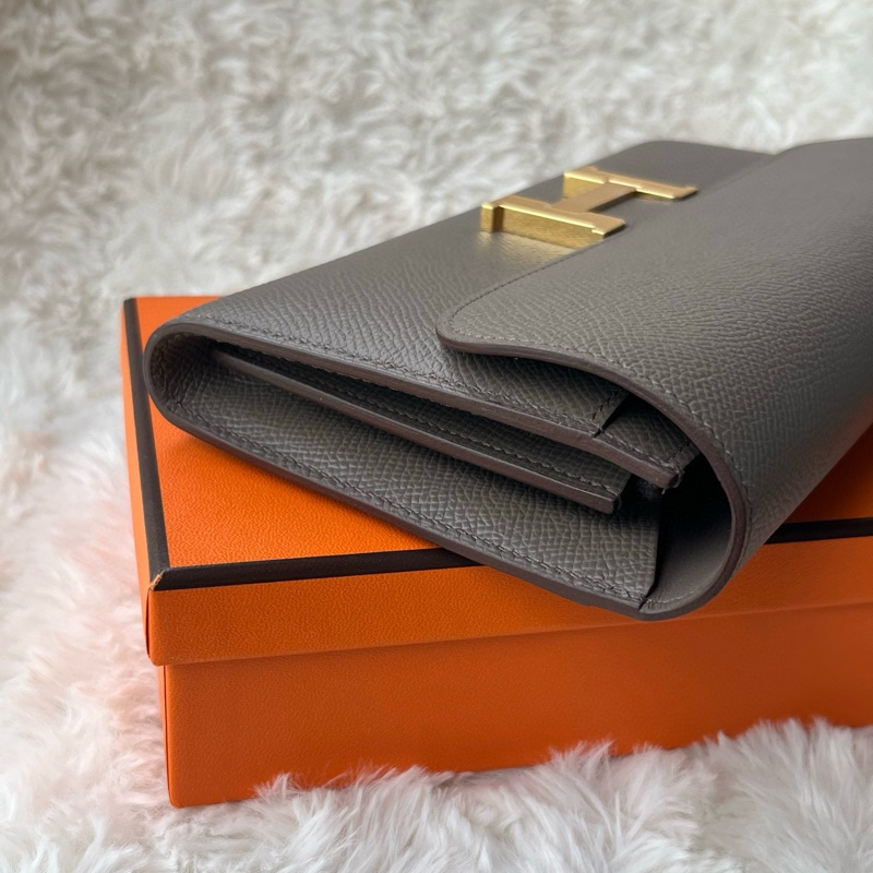 🌈Hermes🧡Constance Wallet🧡8F錫器灰金扣🧡有盒🌟99新🌈Epsom皮🌟長銀包🌟-3