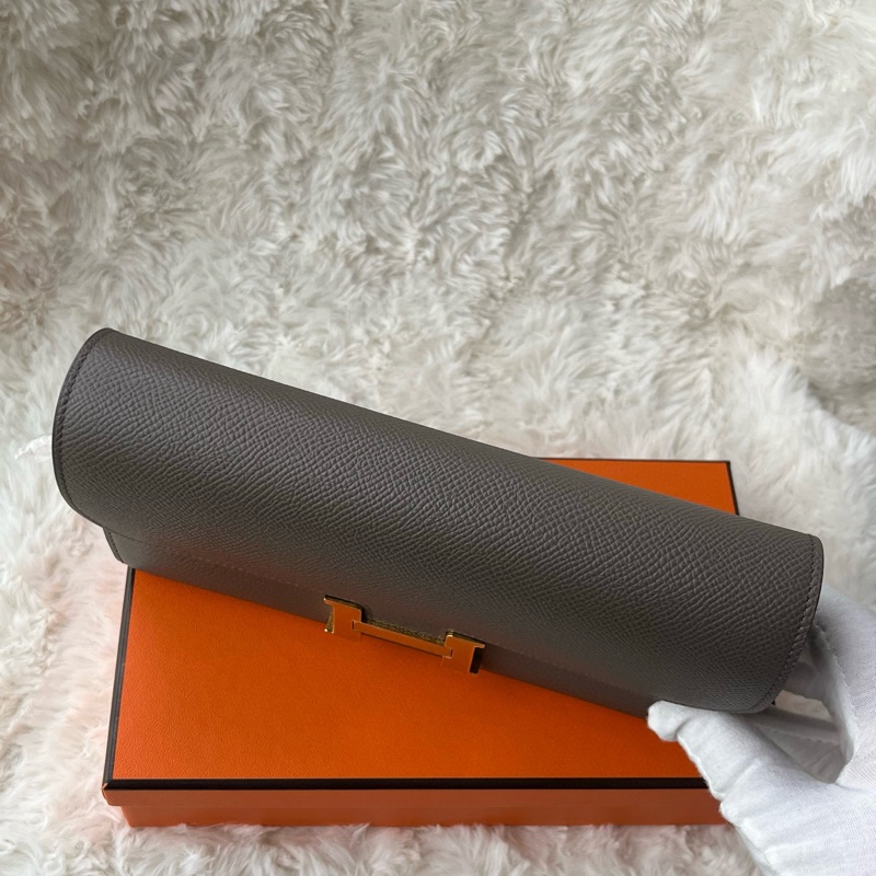🌈Hermes🧡Constance Wallet🧡8F錫器灰金扣🧡有盒🌟99新🌈Epsom皮🌟長銀包🌟-6
