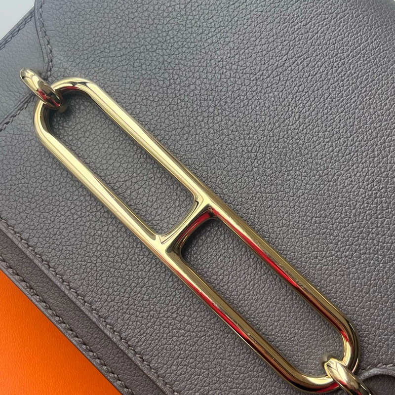 🌈Hermes🧡Mini Roulis 19🧡石器灰金扣🧡99新🌈Evercolor皮🌟-1